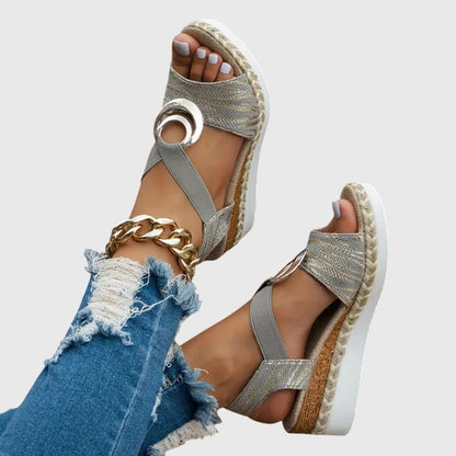 Solara | Women's Orthopedic Braided Espadrille Platform Sandals Detail