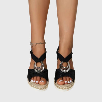 Solara | Women's Orthopedic Braided Espadrille Platform Sandals Side