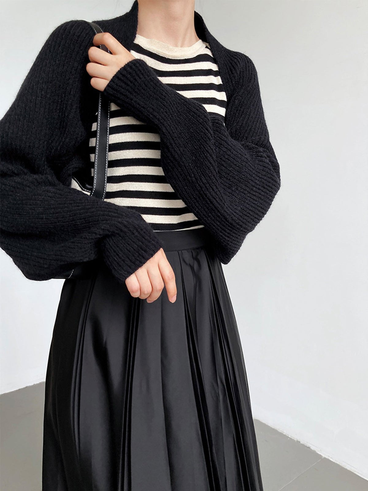 Solid Open-Front Shrug Sweater Back