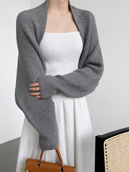 Solid Open-Front Shrug Sweater Full