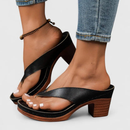 Solvaine | Women's Orthopedic Toe-Loop Strap Heels Angle