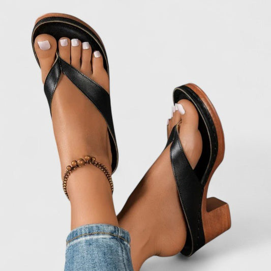 Solvaine | Women's Orthopedic Toe-Loop Strap Heels Hero