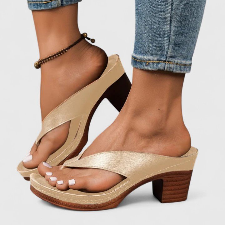 Solvaine | Women's Orthopedic Toe-Loop Strap Heels Lifestyle