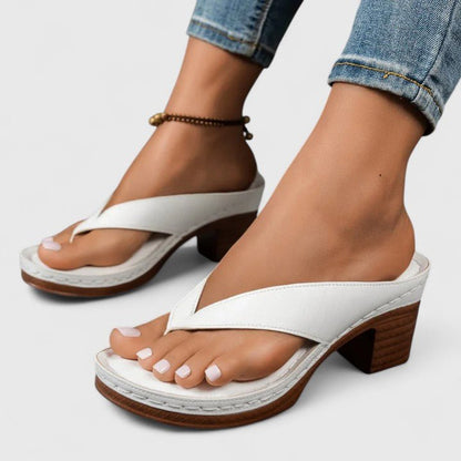 Solvaine | Women's Orthopedic Toe-Loop Strap Heels Side