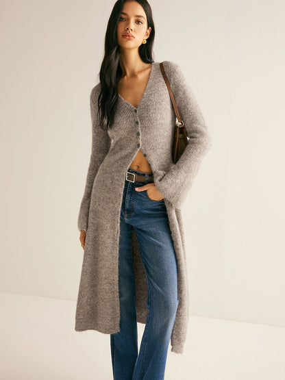 Stacking V-Neck Split Breasted Sweater Dress Back
