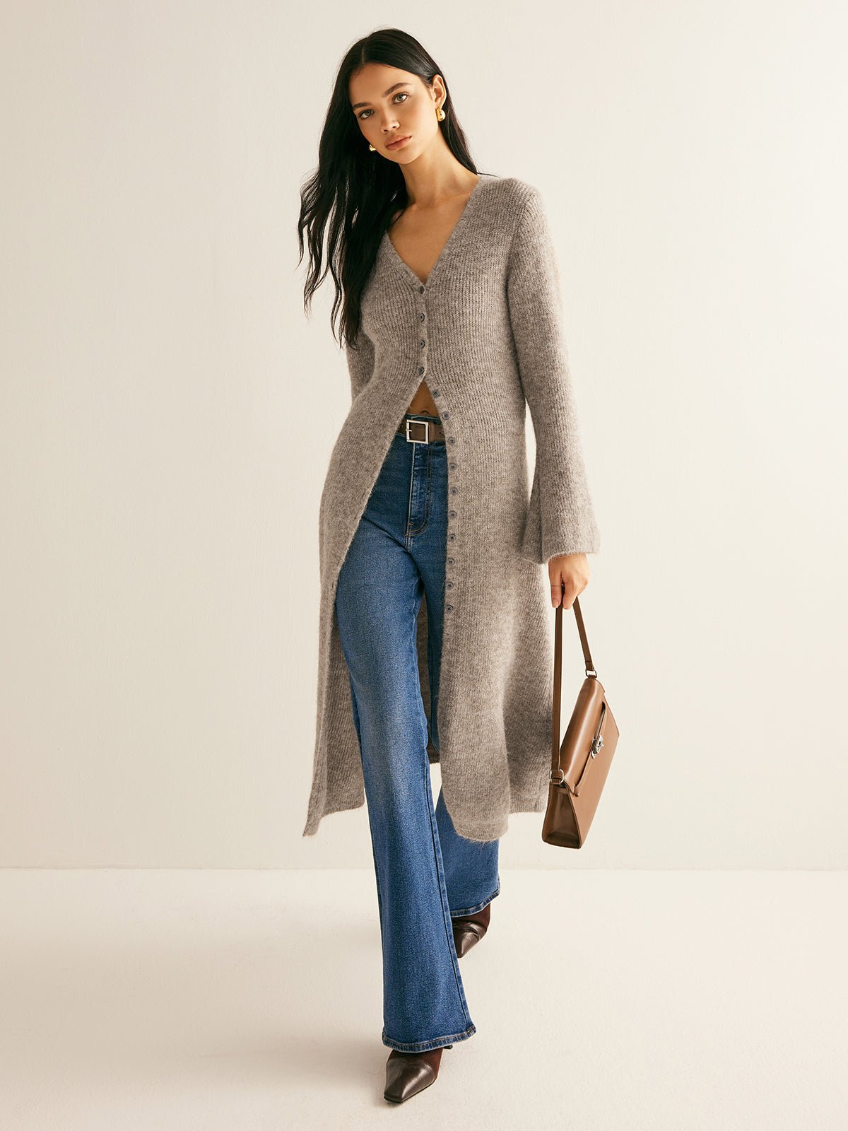 Stacking V-Neck Split Breasted Sweater Dress Hero