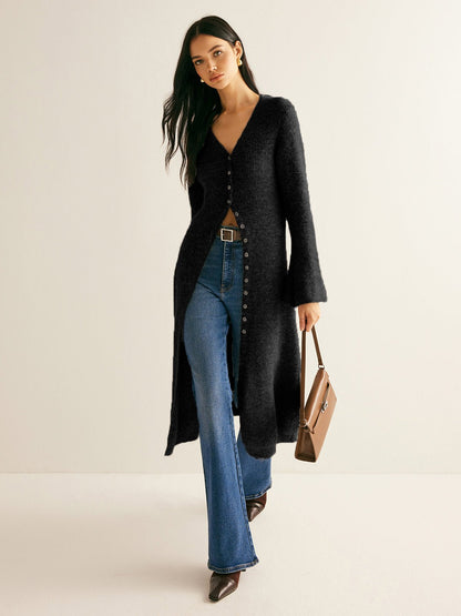 Stacking V-Neck Split Breasted Sweater Dress View 12