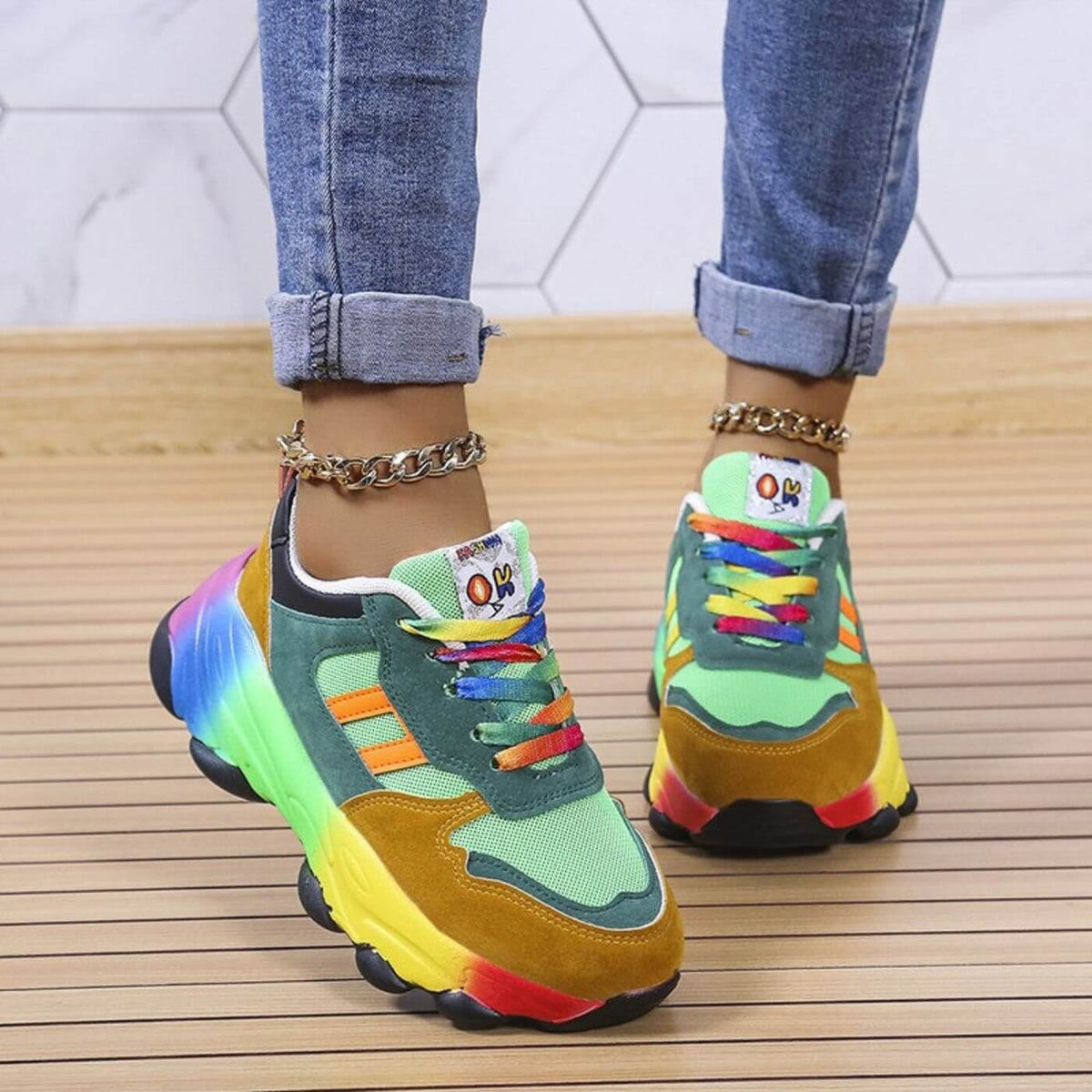 Stella | Women's Vibrant Orthopedic Sneakers Close Up