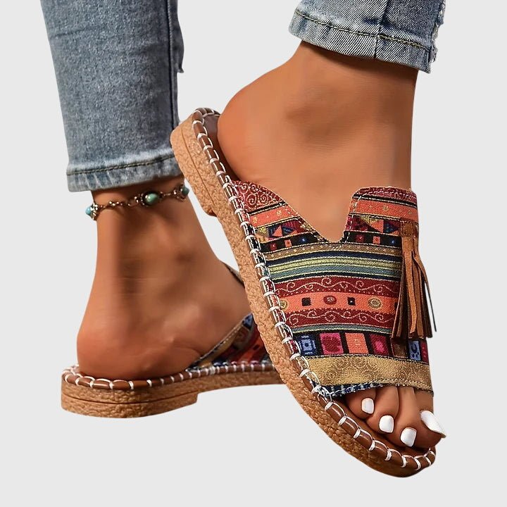 Tavine | Women's Orthopedic Tassel Sandals Close Up