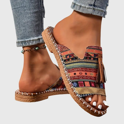 Tavine | Women's Orthopedic Tassel Sandals Close Up