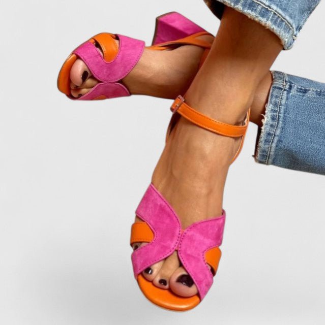 Telvaine | Women's Orthopedic Colorblock Strap Wedge Heels Front