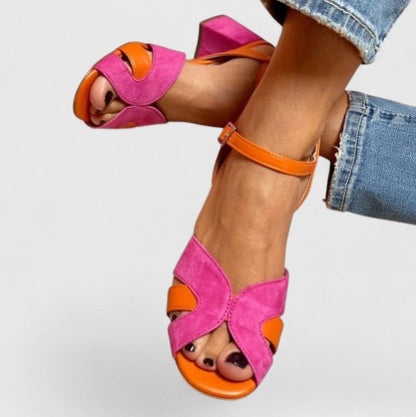 Telvaine | Women's Orthopedic Colorblock Strap Wedge Heels Front