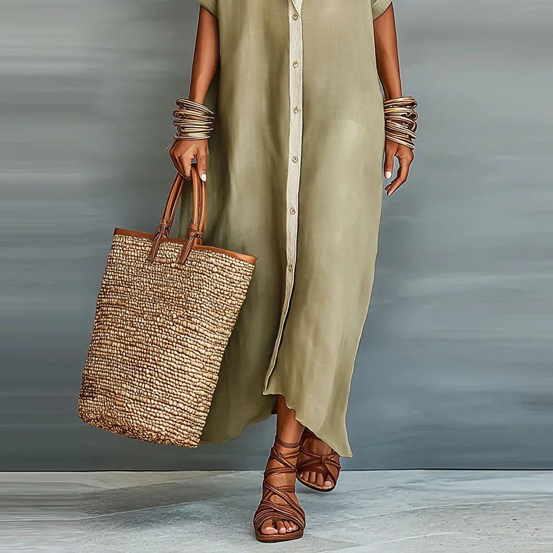 Tess | Women's Linen Long Shirt Sundress Side