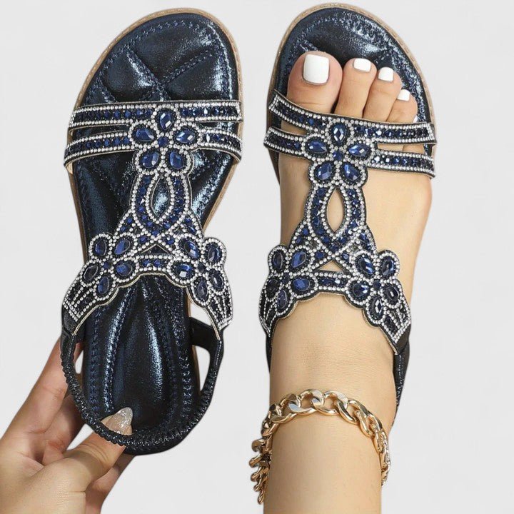 Tess | Women's Rhinestone Orthopedic Sandals Close Up