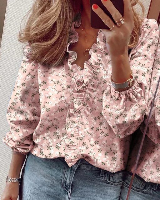 Thessalina | Women's Ruffle Neckline Playful Blouse Back