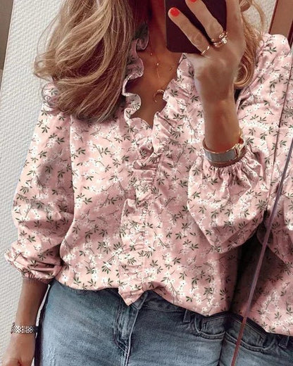 Thessalina | Women's Ruffle Neckline Playful Blouse Back