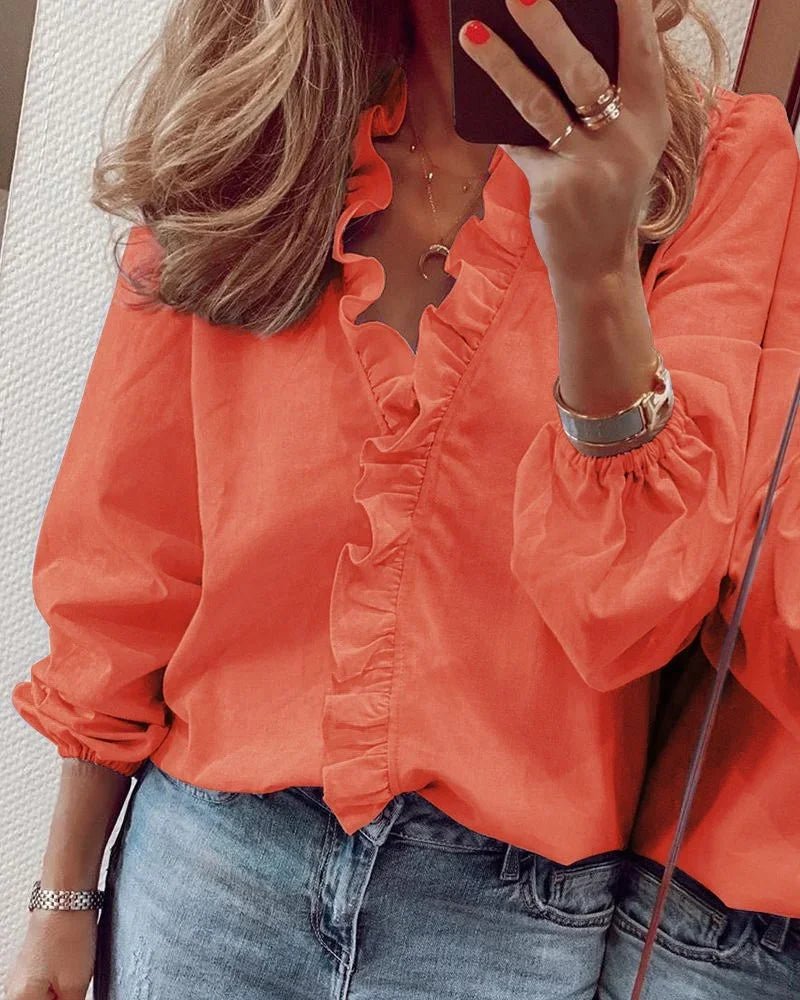 Thessalina | Women's Ruffle Neckline Playful Blouse Hero