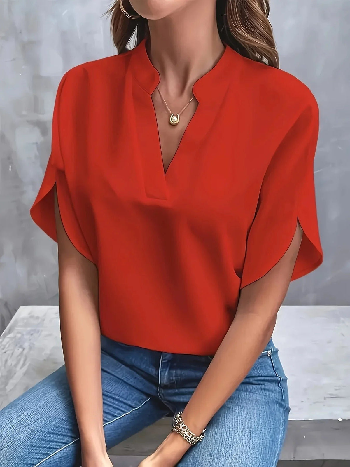 Valentina | Women's Tailored Flutter Sleeve Blouse Back