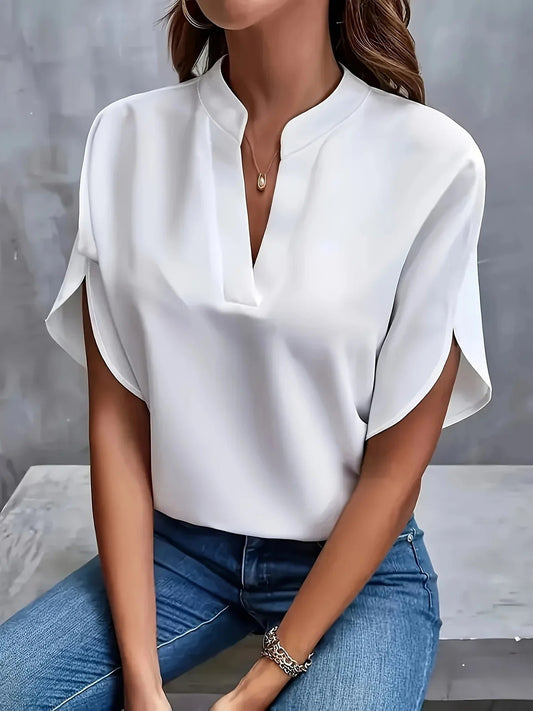 Valentina | Women's Tailored Flutter Sleeve Blouse Front