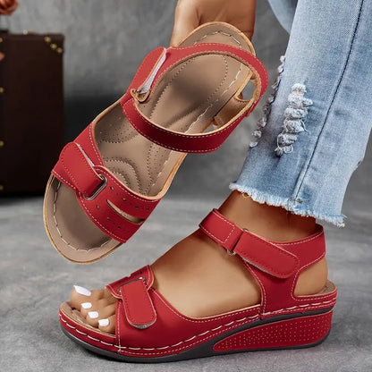 Valentina | Women's Velcro Strap Orthopedic Wedge Sandals Angle
