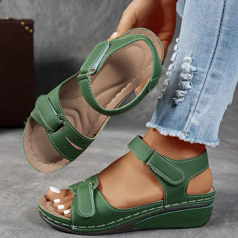 Valentina | Women's Velcro Strap Orthopedic Wedge Sandals Front