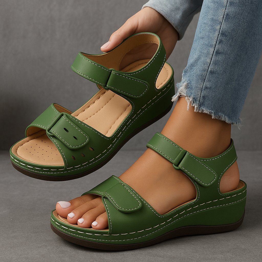 Valentina | Women's Velcro Strap Orthopedic Wedge Sandals Hero