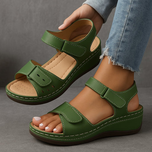 Valentina | Women's Velcro Strap Orthopedic Wedge Sandals Hero