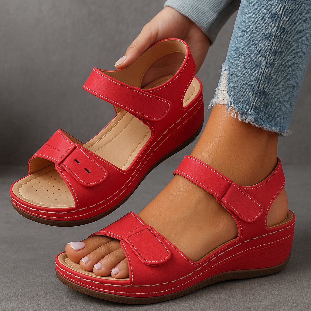 Valentina | Women's Velcro Strap Orthopedic Wedge Sandals Lifestyle