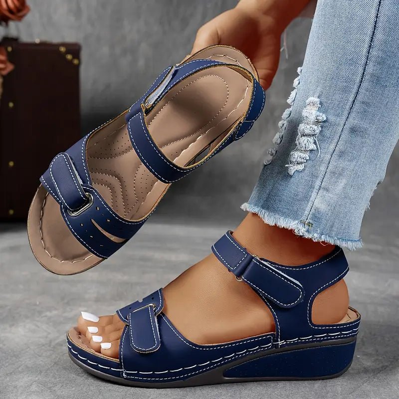 Valentina | Women's Velcro Strap Orthopedic Wedge Sandals Side
