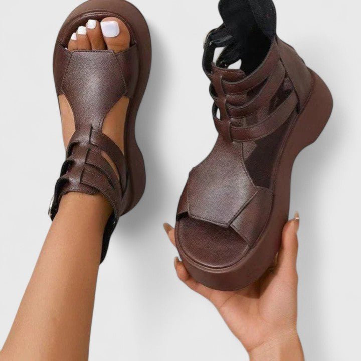 Valmira | Women's Orthopedic Double Buckle Platform Sandals Back