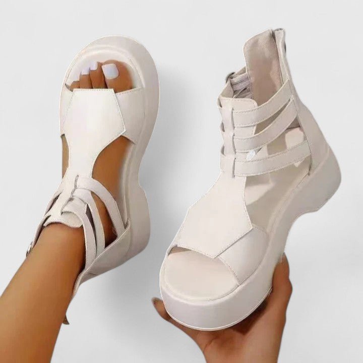 Valmira | Women's Orthopedic Double Buckle Platform Sandals Close Up