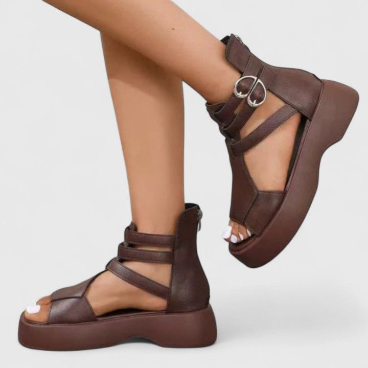 Valmira | Women's Orthopedic Double Buckle Platform Sandals Detail