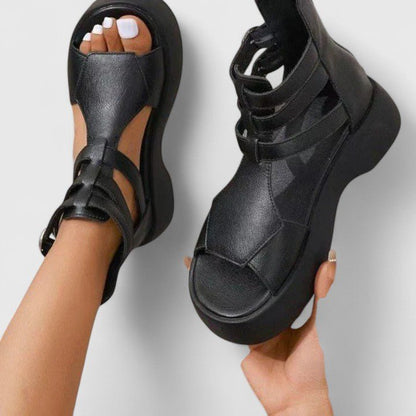 Valmira | Women's Orthopedic Double Buckle Platform Sandals Side
