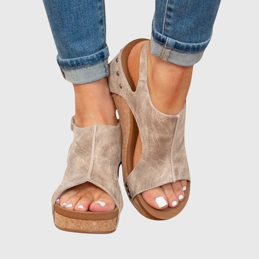 Varelle | Women's Orthopedic Cork Wedge Sandals Front