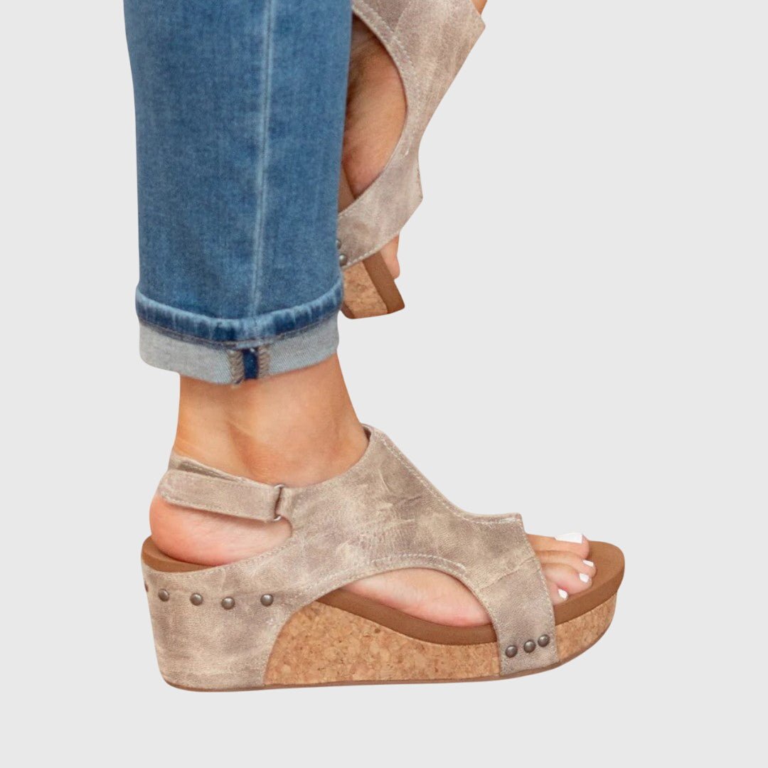 Varelle | Women's Orthopedic Cork Wedge Sandals Side