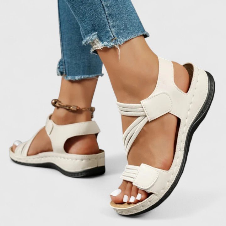 Varielle | Women's Sophisticated Velcro Ankle Strap Sandals Angle