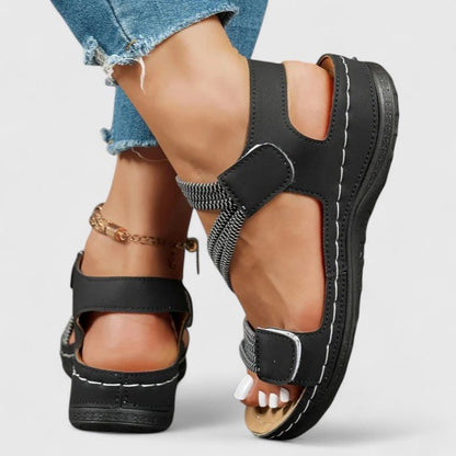 Varielle | Women's Sophisticated Velcro Ankle Strap Sandals Full