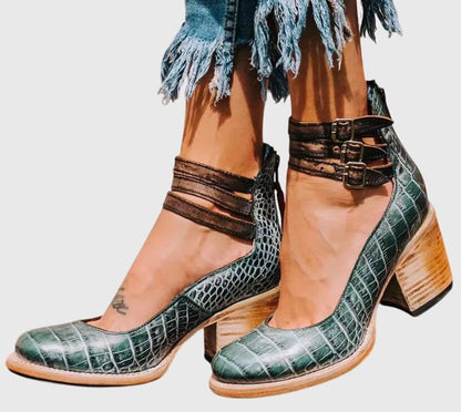 Velora | Women's Elegant Comfortable Triple Buckle Sandals Close Up