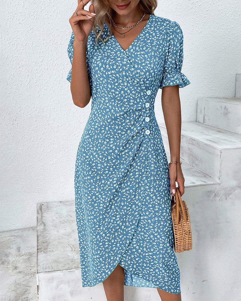 Vera | Women's Fresh Bloom V-Neck Dress Front