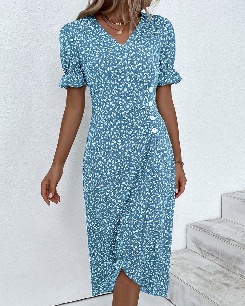 Vera | Women's Fresh Bloom V-Neck Dress Full