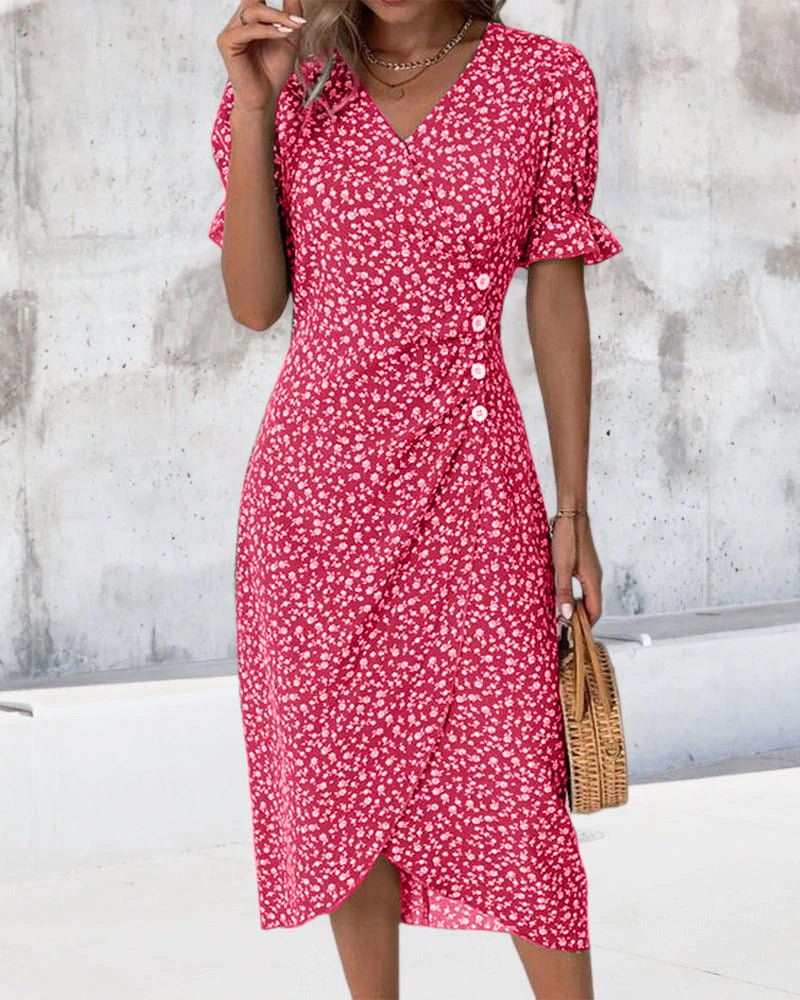 Vera | Women's Fresh Bloom V-Neck Dress Side