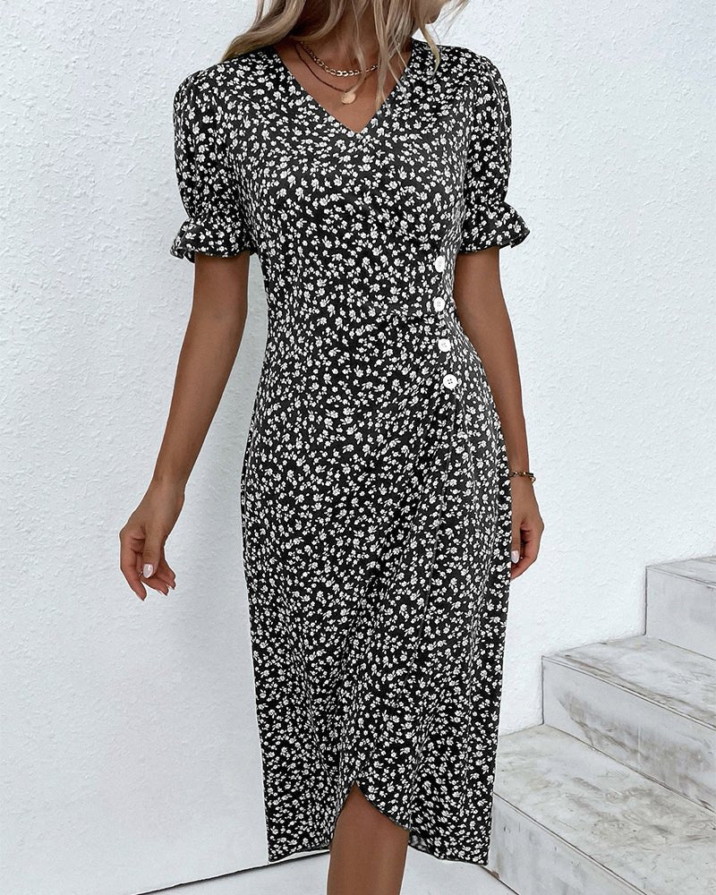 Vera | Women's Fresh Bloom V-Neck Dress View 13