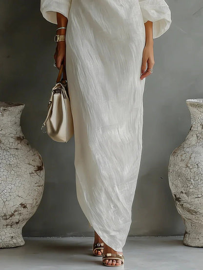 Vera | Women's Linen One Shoulder Dress Side