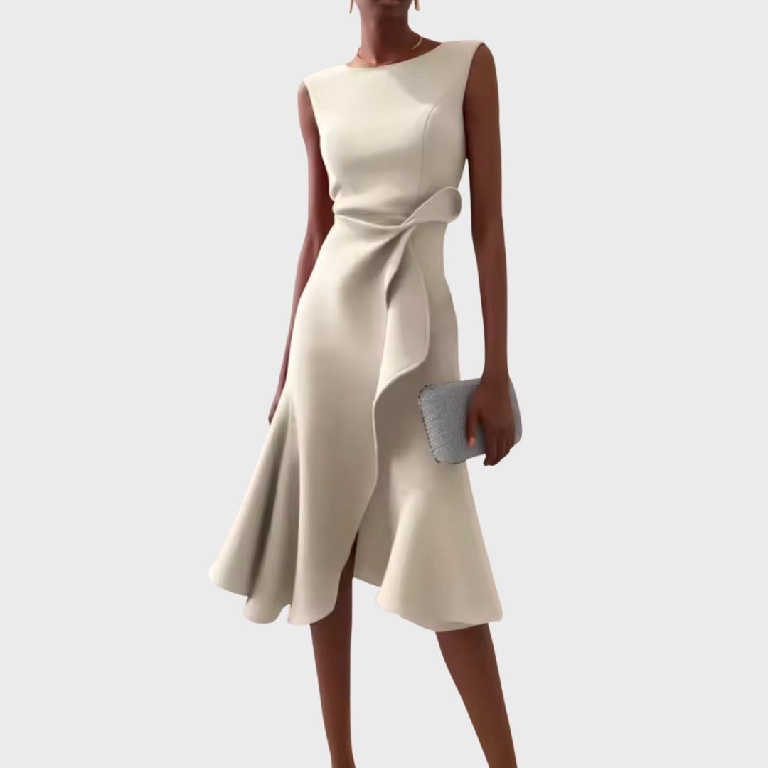 Veridiana | Women's Draped Asymmetric Midi Dress Alternate