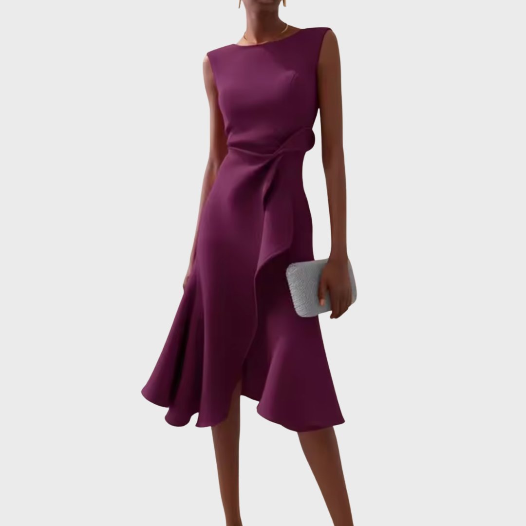 Veridiana | Women's Draped Asymmetric Midi Dress Lifestyle