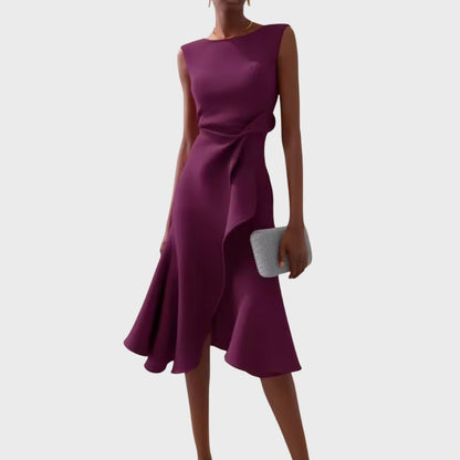 Veridiana | Women's Draped Asymmetric Midi Dress Lifestyle