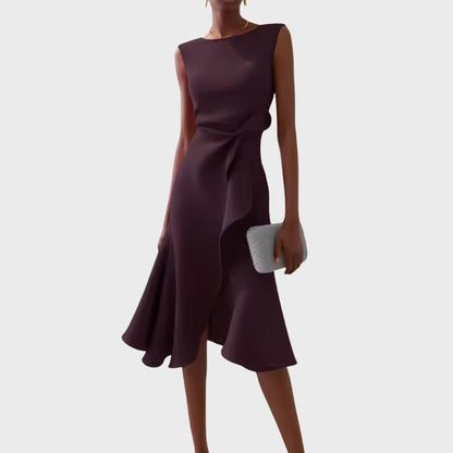 Veridiana | Women's Draped Asymmetric Midi Dress View 11