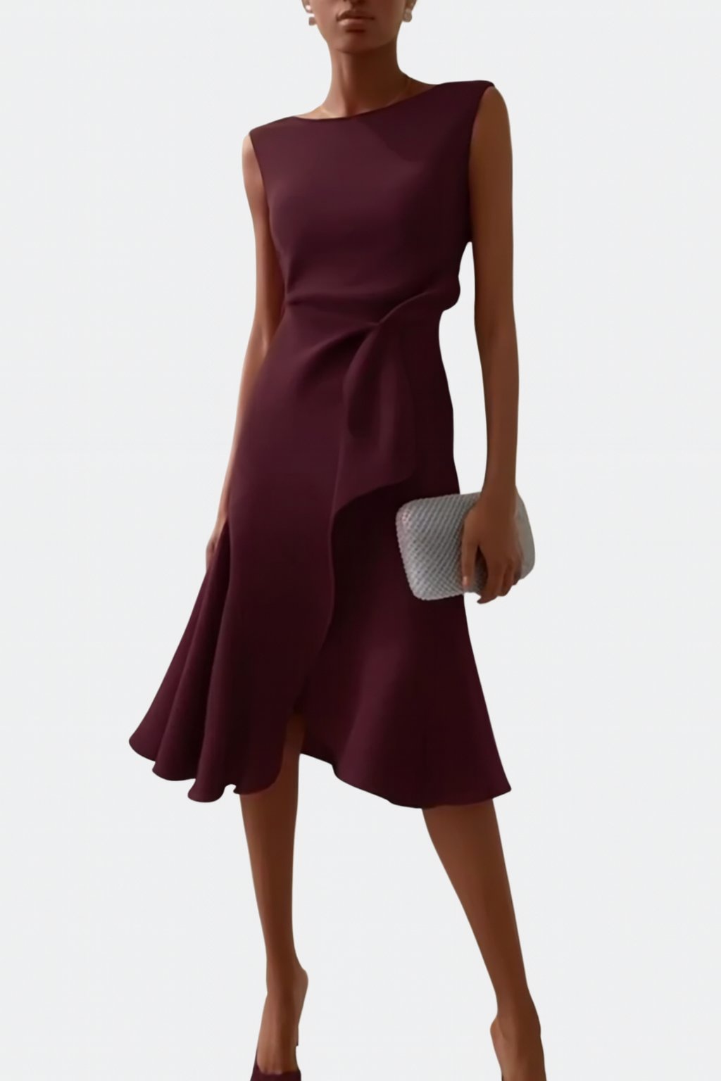 Veridiana | Women's Draped Asymmetric Midi Dress View 12
