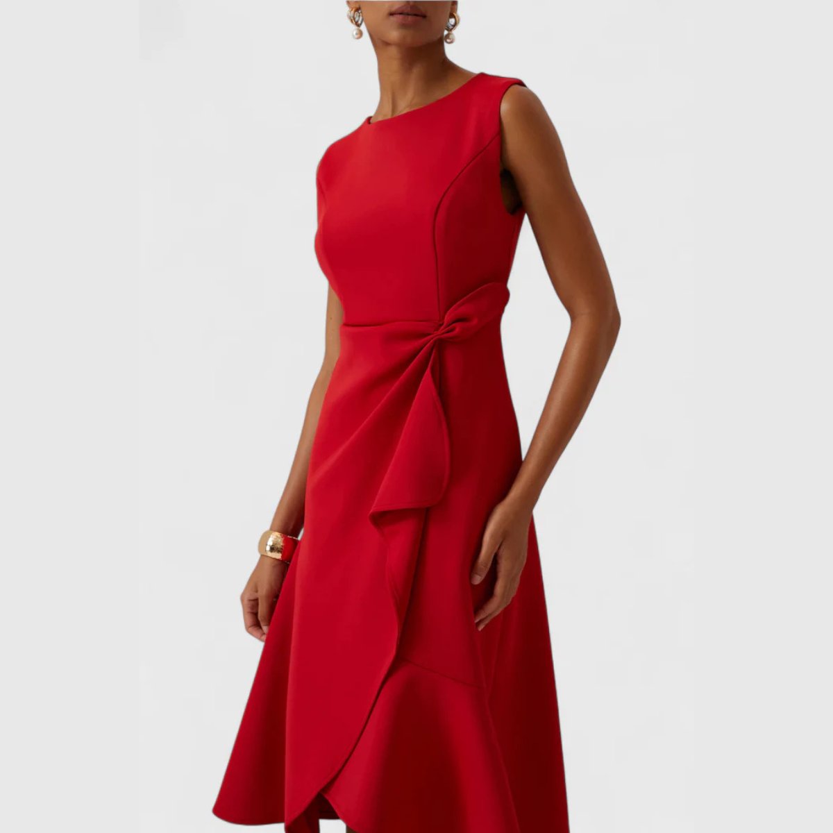 Veridiana | Women's Draped Asymmetric Midi Dress View 14