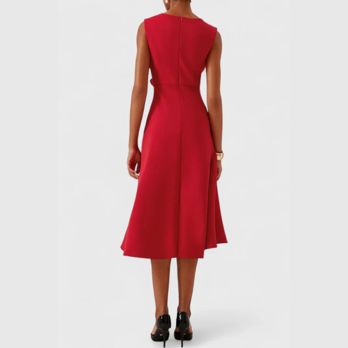 Veridiana | Women's Draped Asymmetric Midi Dress View 16